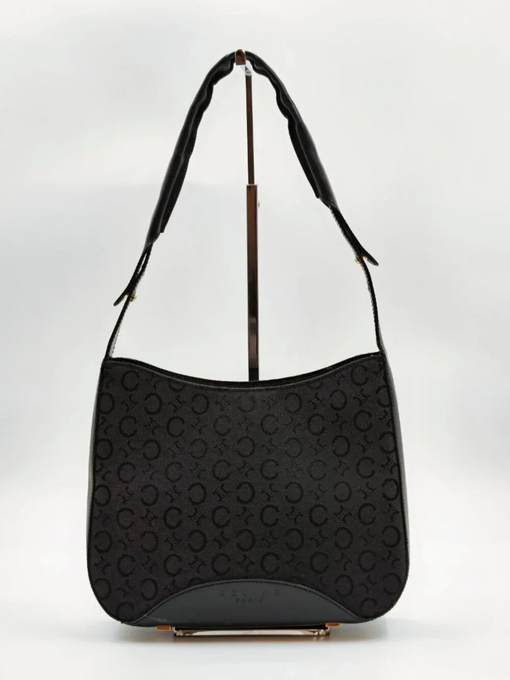 Celine Black Macadam Canvas Leather Shoulder Bag Hobo